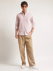 Oxford Stripes Red Full Sleeve Shirt