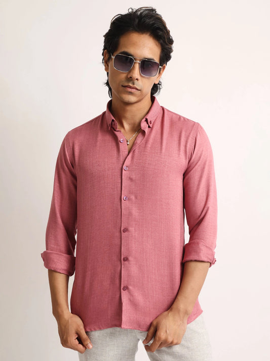 Super Twill Pink Full Sleeve Shirt