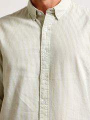 Oxford Stripes Pista Green Full Sleeve Shirt