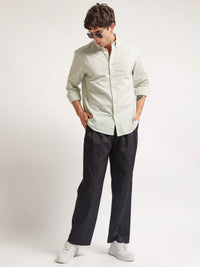 Oxford Stripes Pista Green Full Sleeve Shirt