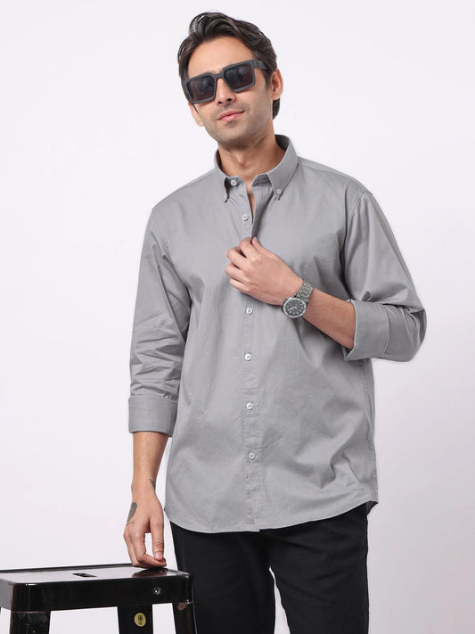 Soft Twill Steel Grey Full Sleeve Shirt