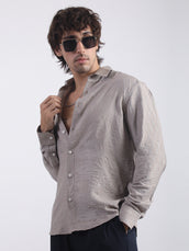 Geometric Silver Grey Full Sleeve Shirt