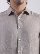 Geometric Silver Grey Full Sleeve Shirt