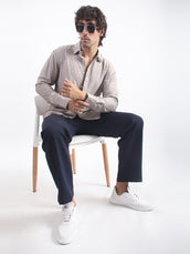 Geometric Silver Grey Full Sleeve Shirt