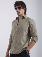 Cotton Linen Tan Full Sleeve Shirt
