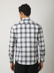 Freedom Embroidered White Checked Shirt