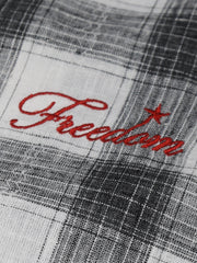 Freedom Embroidered White Checked Shirt