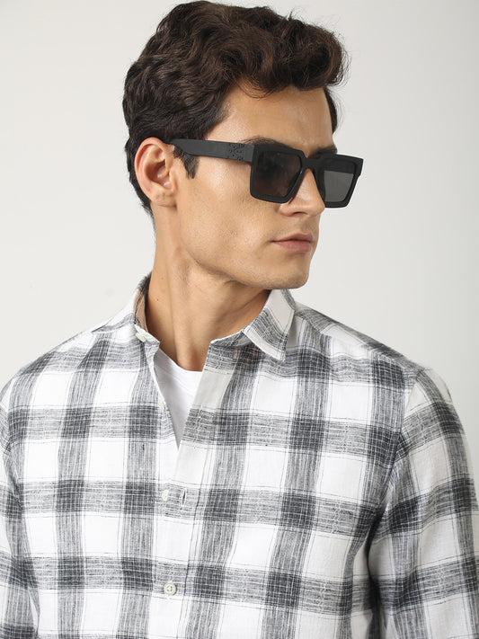 Matrix Checks White Full Sleeve Shirt