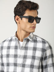Matrix Checks White Full Sleeve Shirt
