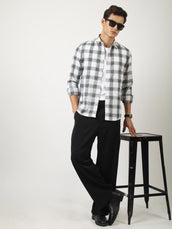Matrix Checks White Full Sleeve Shirt