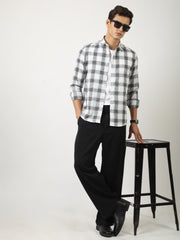 Matrix Checks White Full Sleeve Shirt