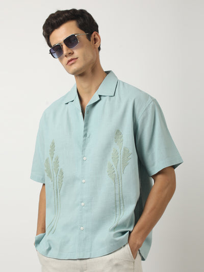 Midnight Flore Aqua Blue Shirt