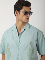 Midnight Flore Aqua Blue Shirt