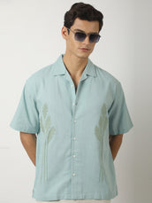 Midnight Flore Aqua Blue Shirt