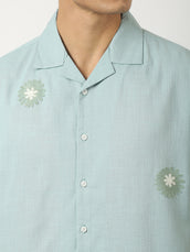 Mystic Petals Aqua Blue Shirt