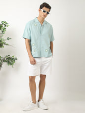 Mystic Petals Aqua Blue Shirt