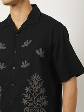 Oasis Embroidered Black Shirt
