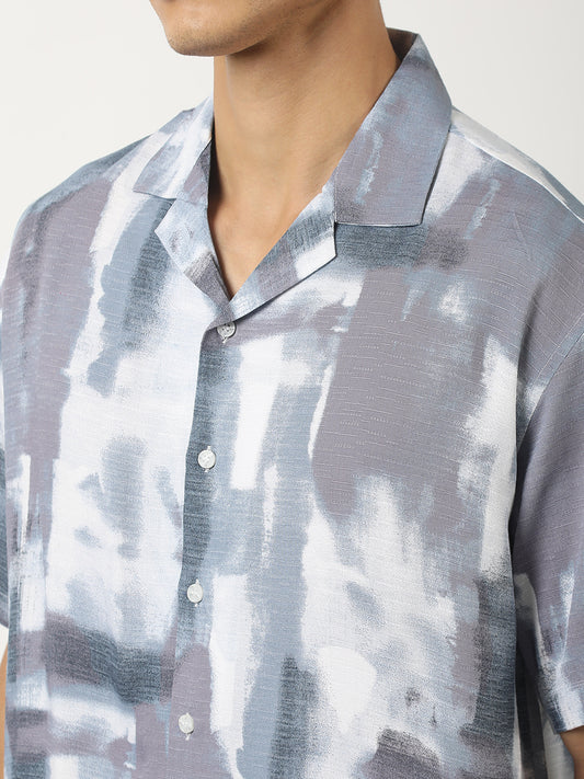Blue Costal Blur Blue Half Sleeve Shirt