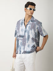 Blue Coastal Blur Blue Half Sleeve Shirt