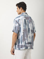 Blue Coastal Blur Blue Half Sleeve Shirt