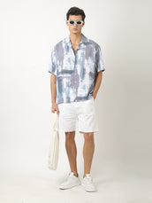 Blue Coastal Blur Blue Half Sleeve Shirt