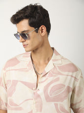 Soft Tropic Resort Cream, Pink Half Sleeve Shirt