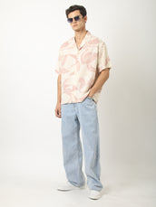 Soft Tropic Resort Cream, Pink Half Sleeve Shirt