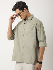 LeafLine Embroidery Dusty Green Shirt