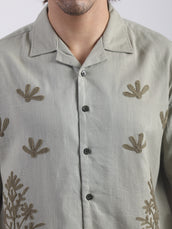 Oasis Embroidered Dusty Green Shirt