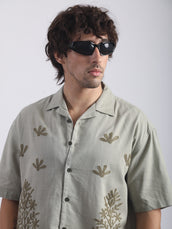 Oasis Embroidered Dusty Green Shirt