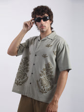 Oasis Embroidered Dusty Green Shirt