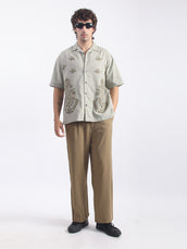 Oasis Embroidered Dusty Green Shirt