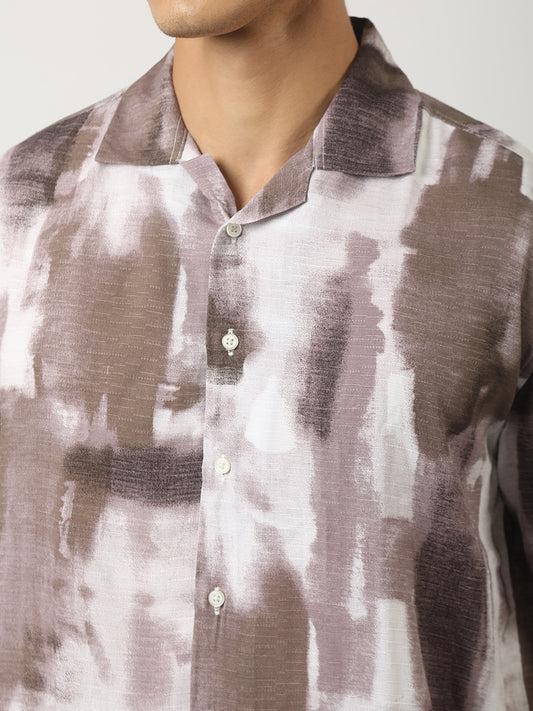 DustyPink Blur Blue Half Sleeve Shirt