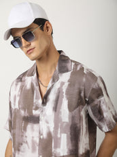 DustyPink Blur Blue Half Sleeve Shirt