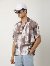 DustyPink Blur Blue Half Sleeve Shirt