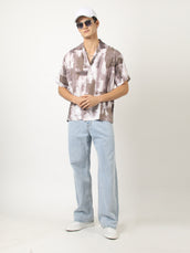 DustyPink Blur Blue Half Sleeve Shirt