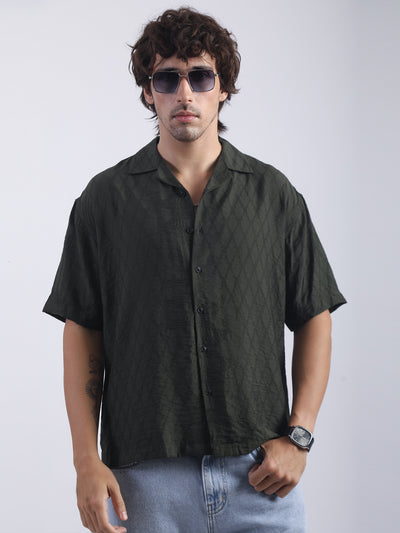 Geometric Olive Shirt