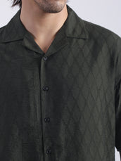 Geometric Olive Shirt