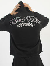 Graphic Print Black Boxy Hoodie Sweatshirt