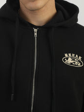 Graphic Print Black Boxy Hoodie Sweatshirt