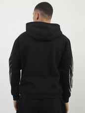 Tribal Graphic Print Black Oversized Fit Hoodie Sweatshirt