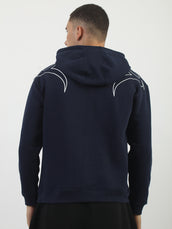 Foam Print Navy Oversized Fit Pullover Hoodie Sweatshirt