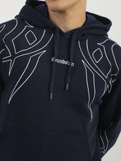 Foam Print Navy Oversized Fit Pullover Hoodie Sweatshirt