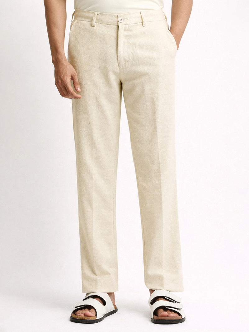 Elastic Linen Beige Trouser
