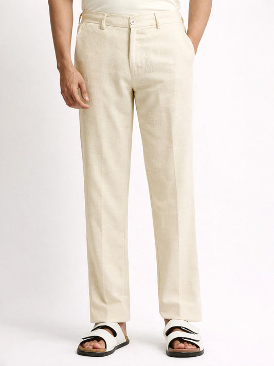 Elastic Linen Beige Trouser