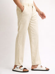 Elastic Linen Beige Trouser