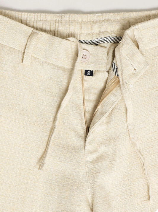 Elastic Linen Beige Trouser