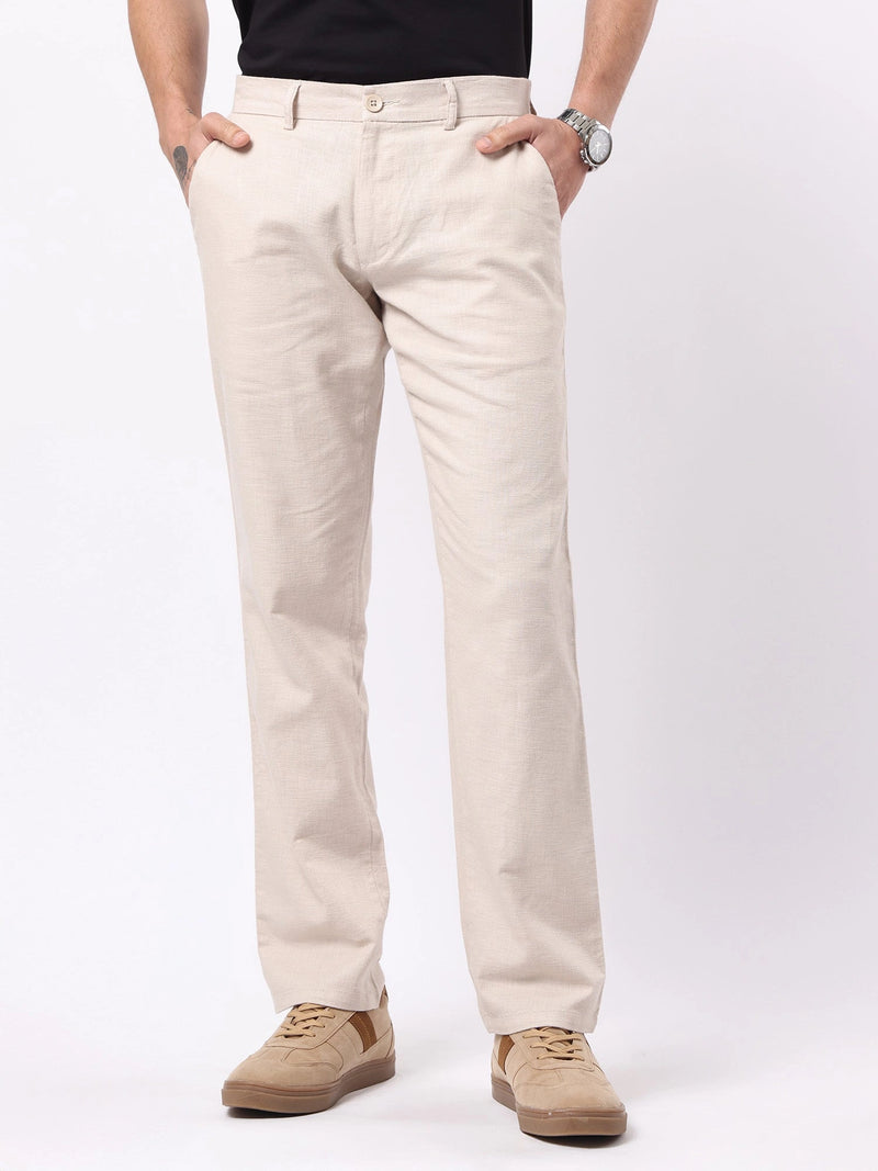 Madrad Linen Blend Beige Trouser