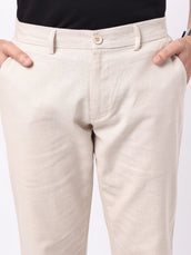 Madrad Linen Blend Beige Trouser