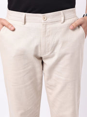 Madrad Linen Blend Beige Trouser
